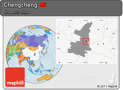 Political Location Map of Chengcheng, highlighted country, highlighted parent region