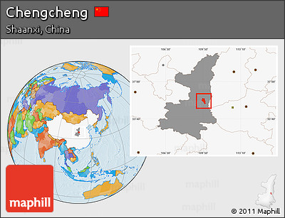Political Location Map of Chengcheng, highlighted country, highlighted parent region