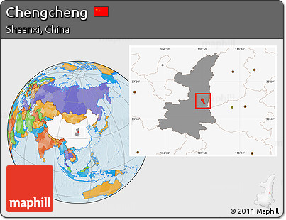 Political Location Map of Chengcheng, highlighted country, highlighted parent region