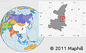 Political Location Map of Chengcheng, highlighted country, highlighted parent region