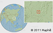 Savanna Style Location Map of Chengcheng, hill shading