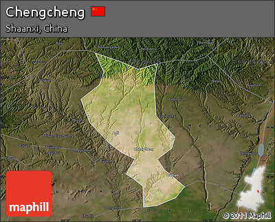 Satellite Map of Chengcheng, darken
