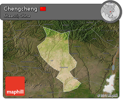 Satellite Map of Chengcheng, darken
