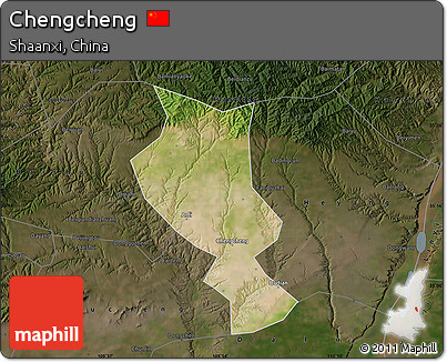 Satellite Map of Chengcheng, darken