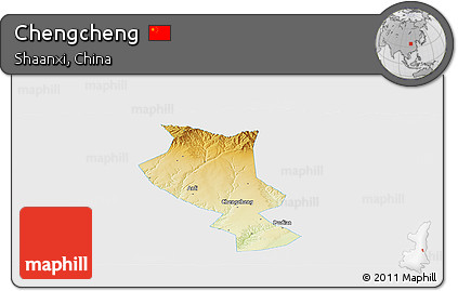 Physical Panoramic Map of Chengcheng, single color outside