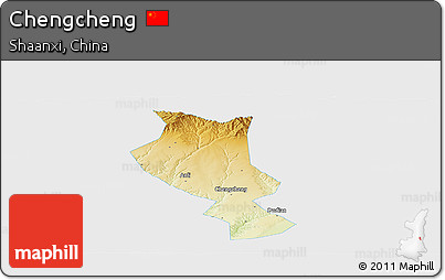 Physical Panoramic Map of Chengcheng, single color outside