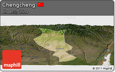 Satellite Panoramic Map of Chengcheng, darken