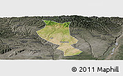 Satellite Panoramic Map of Chengcheng, darken, semi-desaturated
