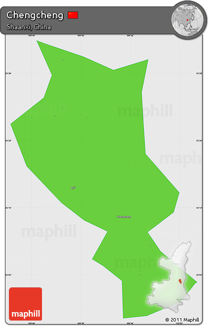 Political Simple Map of Chengcheng, single color outside