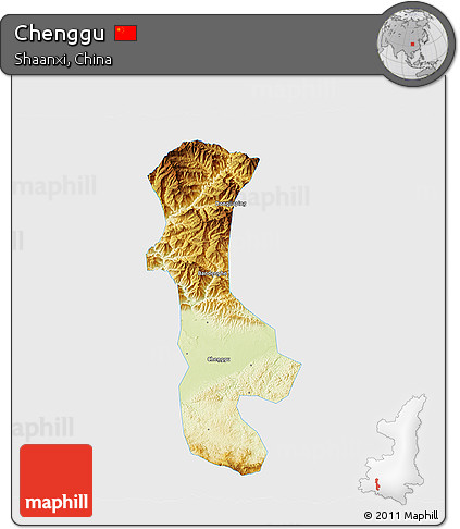 Physical 3D Map of Chenggu, single color outside