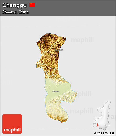 Physical 3D Map of Chenggu, single color outside