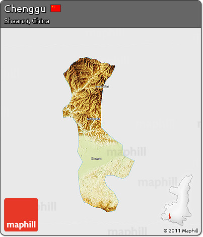 Physical 3D Map of Chenggu, single color outside