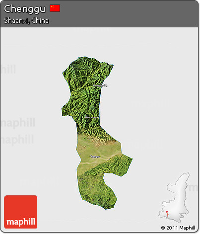 Satellite 3D Map of Chenggu, single color outside