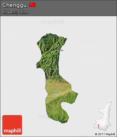 Satellite 3D Map of Chenggu, single color outside