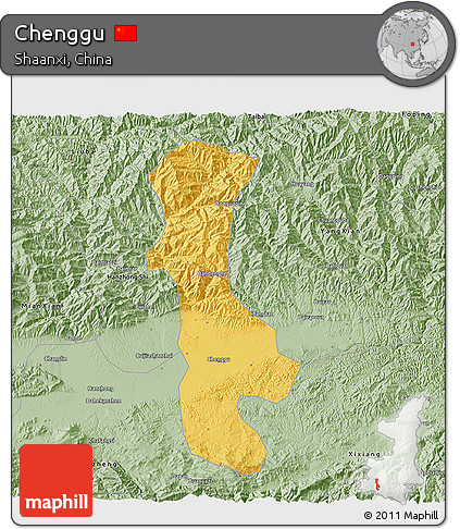 Savanna Style 3D Map of Chenggu