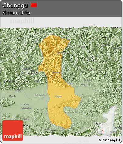 Savanna Style 3D Map of Chenggu