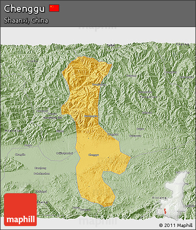 Savanna Style 3D Map of Chenggu