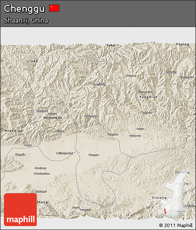 Shaded Relief 3D Map of Chenggu