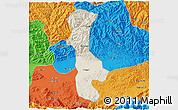 Shaded Relief 3D Map of Chenggu, political outside