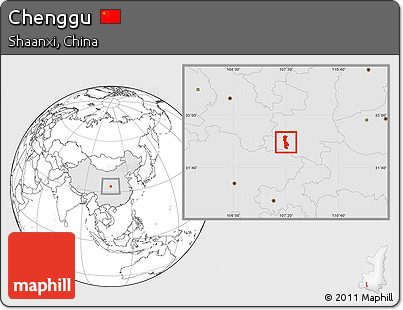 Blank Location Map of Chenggu, highlighted country