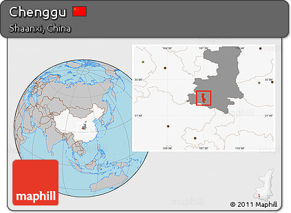 Gray Location Map of Chenggu, highlighted country, highlighted parent region