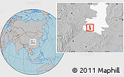 Gray Location Map of Chenggu, highlighted parent region, hill shading