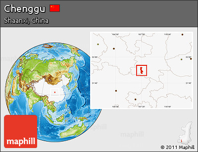 Physical Location Map of Chenggu, highlighted country