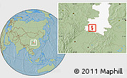 Savanna Style Location Map of Chenggu, highlighted parent region, hill shading