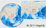 Shaded Relief Location Map of Chenggu, within the entire country