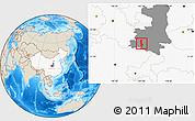 Shaded Relief Location Map of Chenggu, highlighted country, highlighted parent region