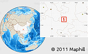 Shaded Relief Location Map of Chenggu, highlighted country