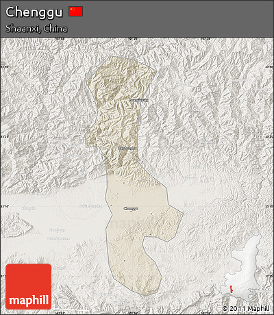 Shaded Relief Map of Chenggu, lighten