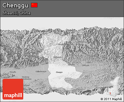 Gray Panoramic Map of Chenggu