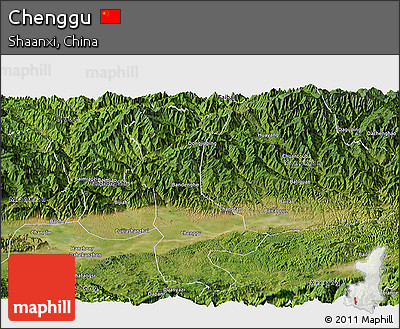 Satellite Panoramic Map of Chenggu