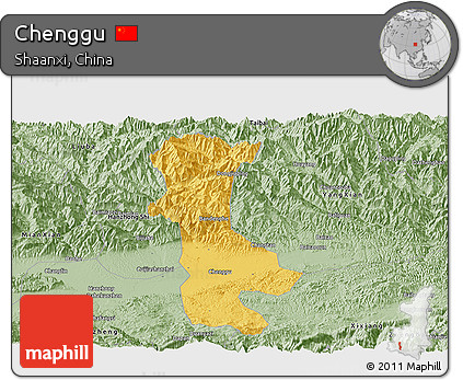 Savanna Style Panoramic Map of Chenggu