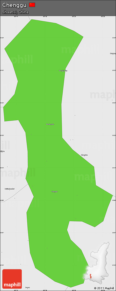 Political Simple Map of Chenggu, single color outside, borders and labels