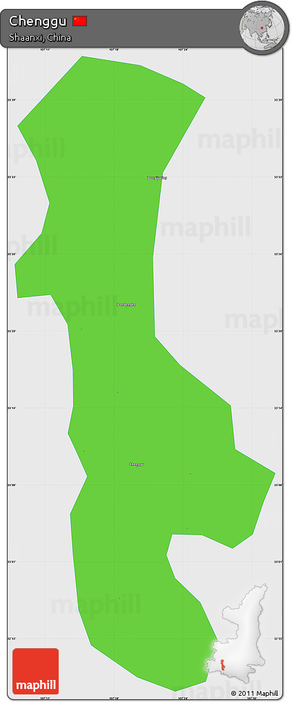 Political Simple Map of Chenggu, single color outside