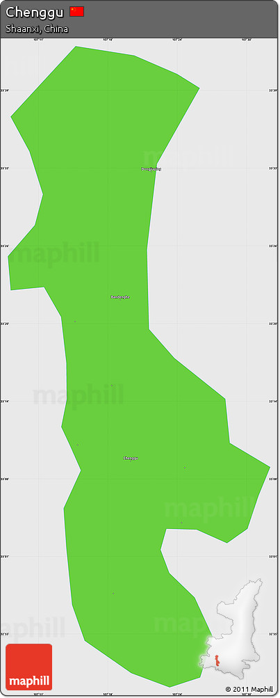 Political Simple Map of Chenggu, single color outside
