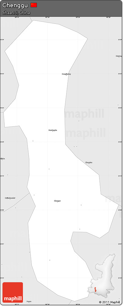 Silver Style Simple Map of Chenggu