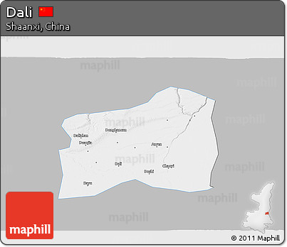Gray 3D Map of Dali, single color outside