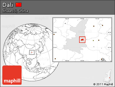 Blank Location Map of Dali, highlighted parent region