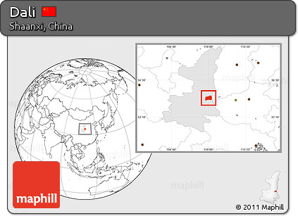 Blank Location Map of Dali, highlighted parent region