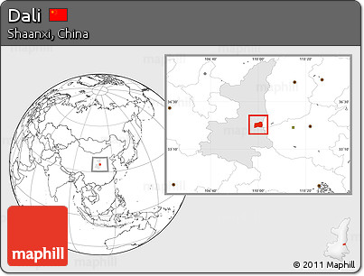 Blank Location Map of Dali, highlighted parent region