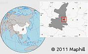 Gray Location Map of Dali, highlighted country, highlighted parent region