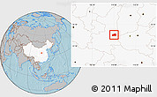 Gray Location Map of Dali, highlighted country, hill shading