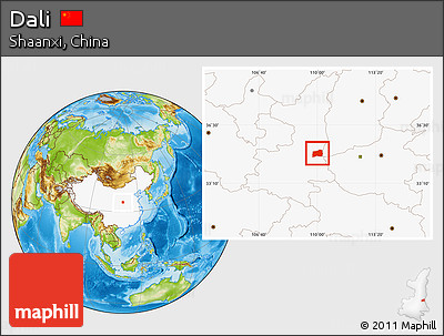Physical Location Map of Dali, highlighted country