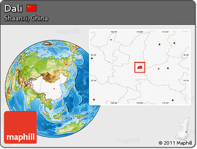 Physical Location Map of Dali, highlighted country