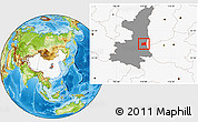 Physical Location Map of Dali, highlighted country, highlighted parent region