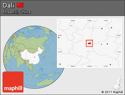Savanna Style Location Map of Dali, highlighted country