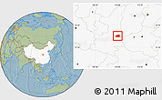 Savanna Style Location Map of Dali, highlighted country, hill shading